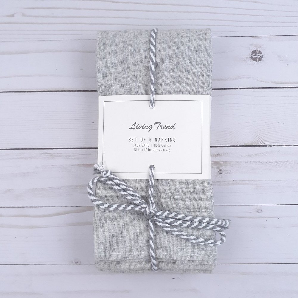 Fabric Dinner Napkins Melange Gray Dot 18x18 Set of 6